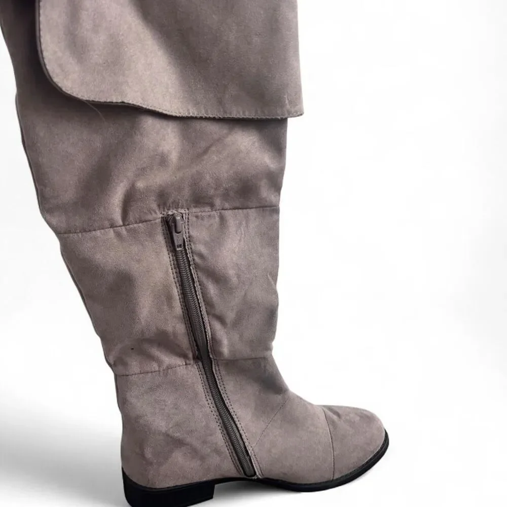 American Eagle Tall Boots Size 8W Soft Lining Foldover Gray NWT Zipper